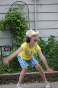 Girl landing after jump Girl landing after jump