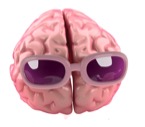 Cartoon of brain with glasses