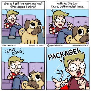 Cartoon about package delivery from supercombodeluxe