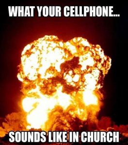 meme about cellphones and church