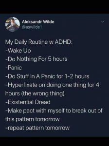 Meme about daily routine with ADHD