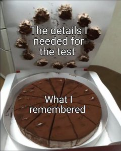Meme about forgetting test answers