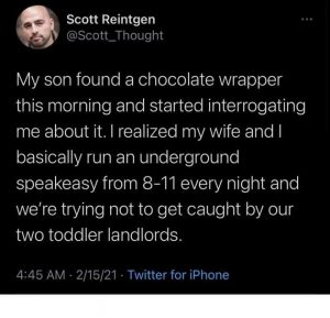 Tweet about kids finding chocolate