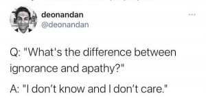 Tweet What's the difference between apathy tweet
